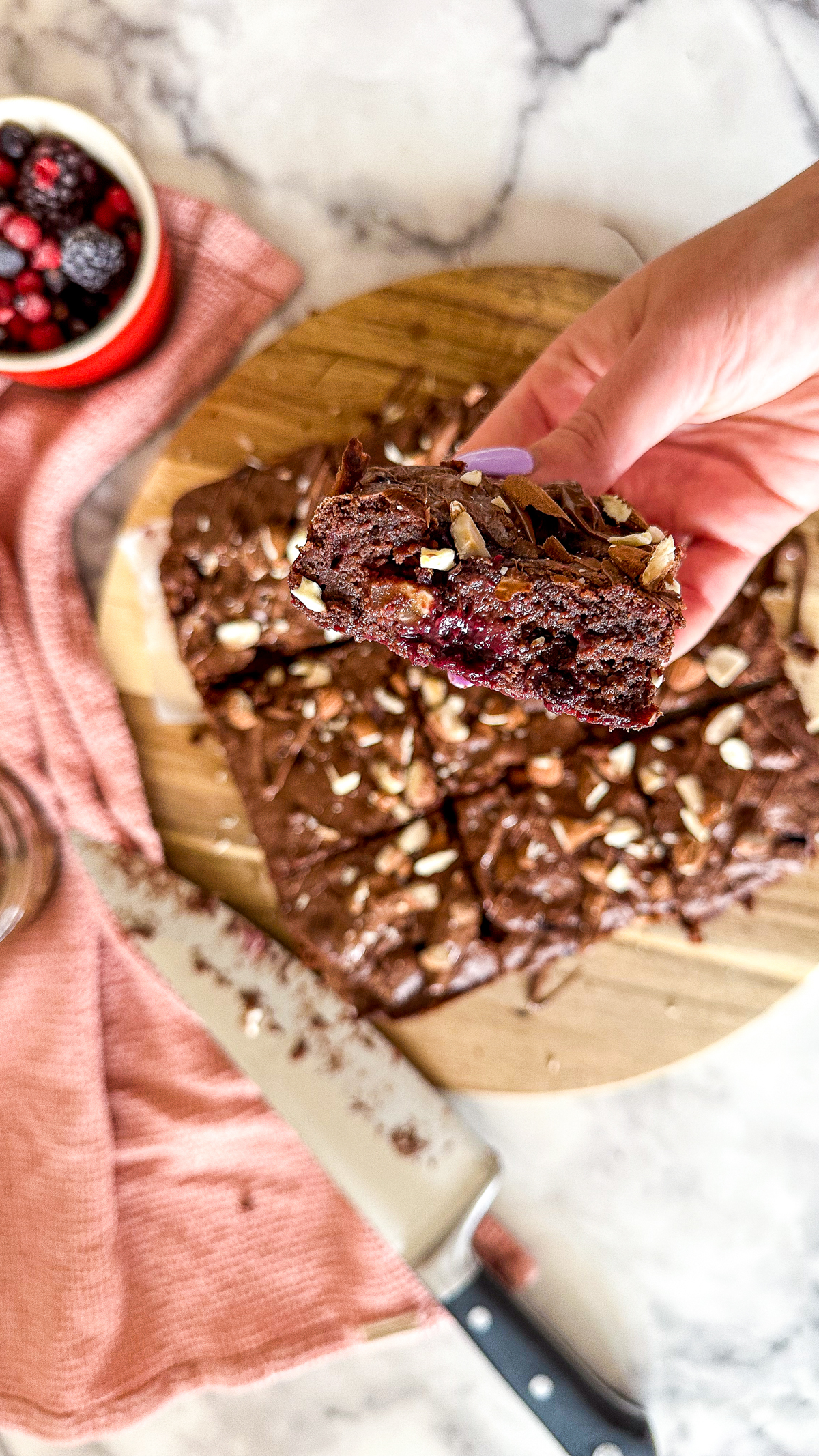 Bakewell Inspired Brownies (with Berries and Almonds)