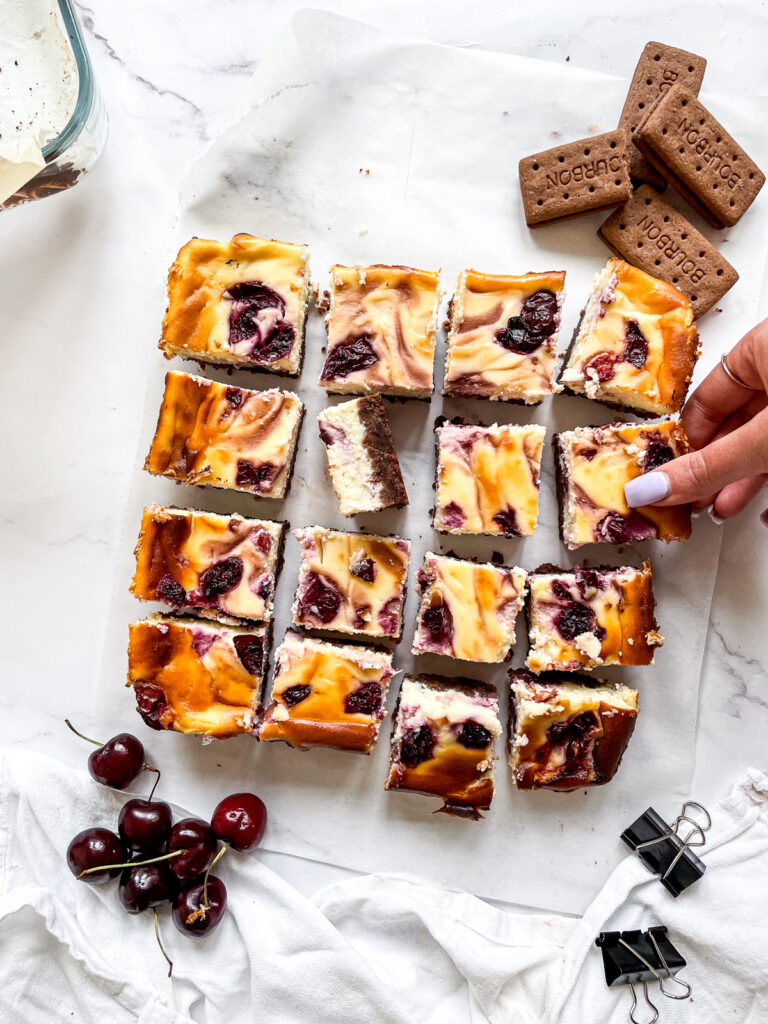Cherry and Chocolate Baked Cheesecake Bars