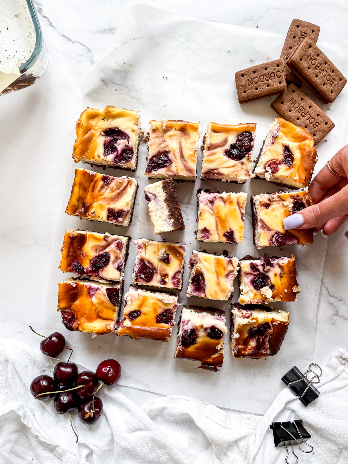 Cherry and Chocolate Baked Cheesecake Bars