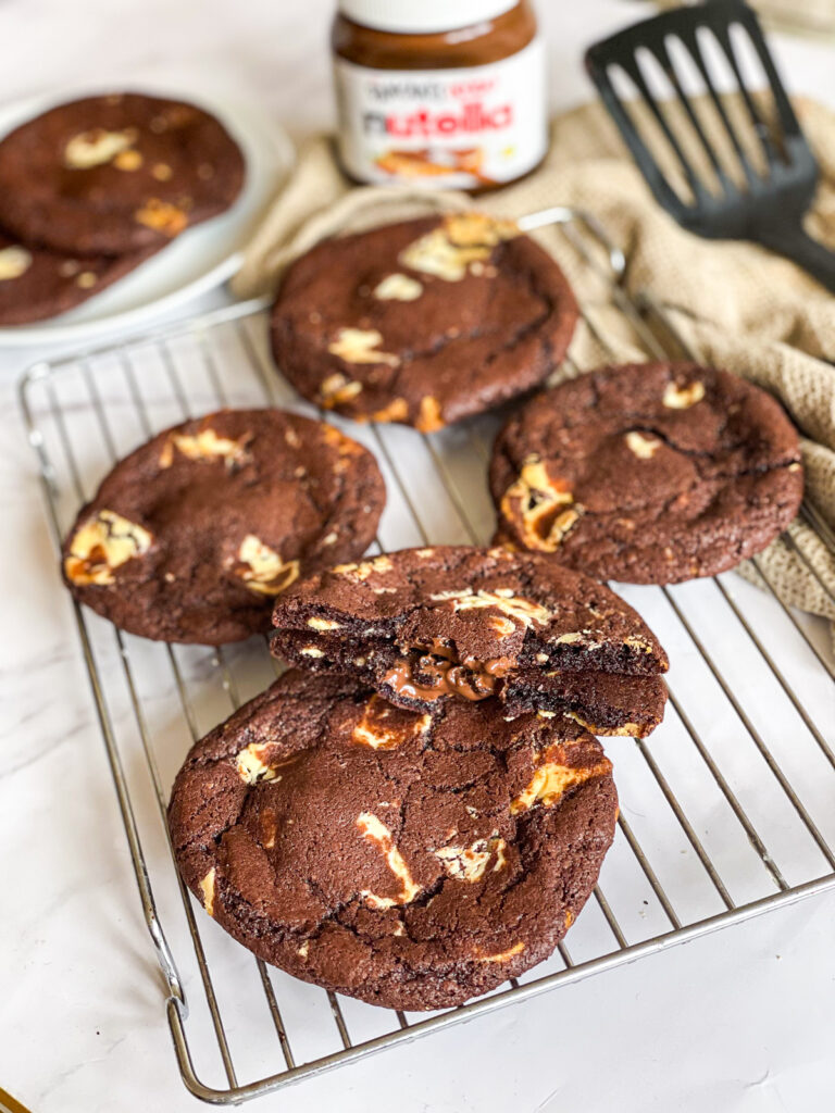 Nutella Stuffed Triple Chocolate Cookies