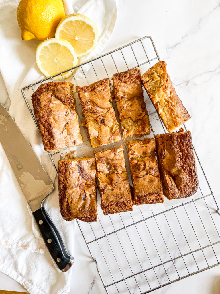 Lemon Drizzle and White Chocolate Blondies