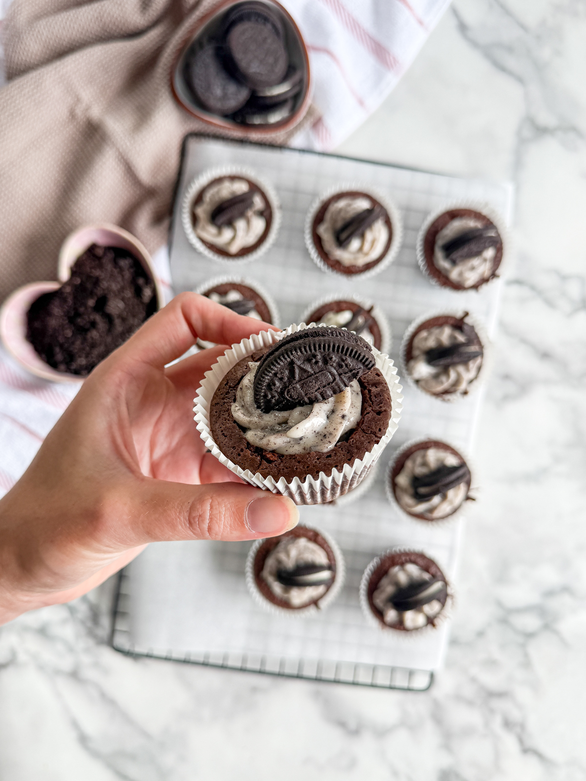 Frosted Oreo Brownie Cups