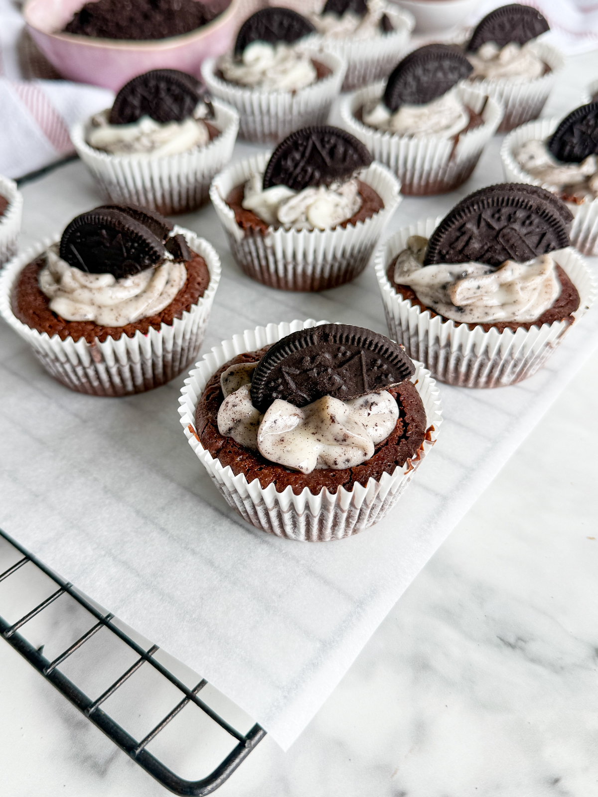 Frosted Oreo Brownie Cups