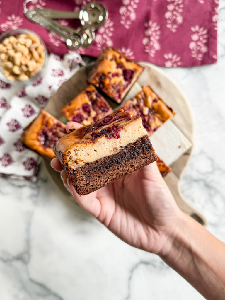 Peanut Butter and Jelly Cheesecake Brownies