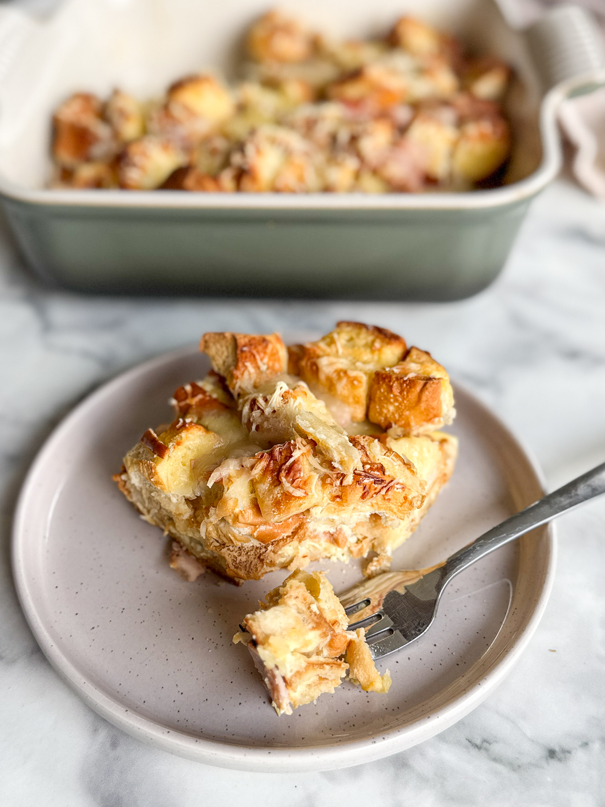 Savory Ham & Cheese Bake (Use up Leftover Bread)